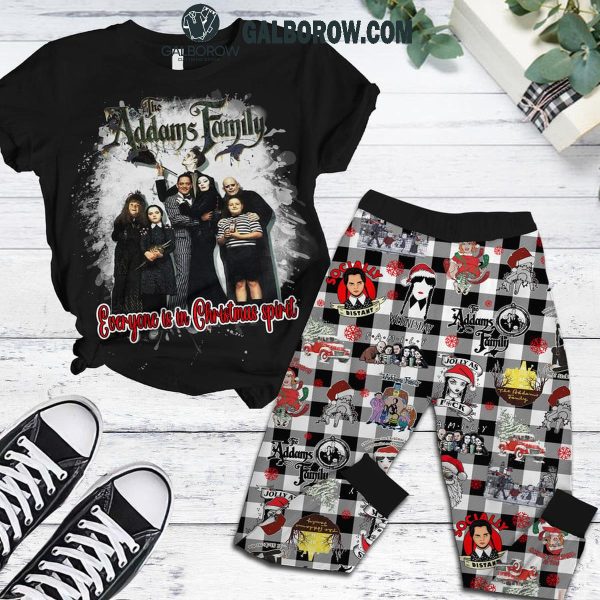 Adam Family Halloween Everyone Is In Christmas Spirit Fleece Pajamas Set