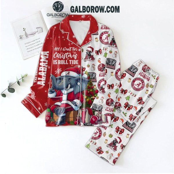 Alabama Crimson Tide Celebrating Christmas Polyester Pajamas Set