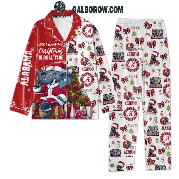 Alabama Crimson Tide Celebrating Christmas Polyester Pajamas Set