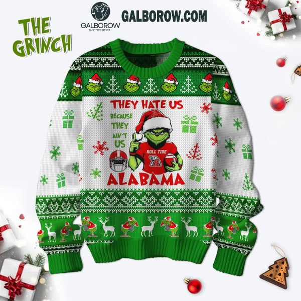 Alabama Crimson Tide Grinch They Hate Us Because They Ain’t Us Christmas 2024 Ugly Sweater