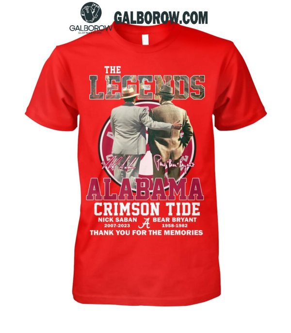 Alabama Crimson Tide Nick Saban Bear Bryant The Legends Thank You T-Shirt