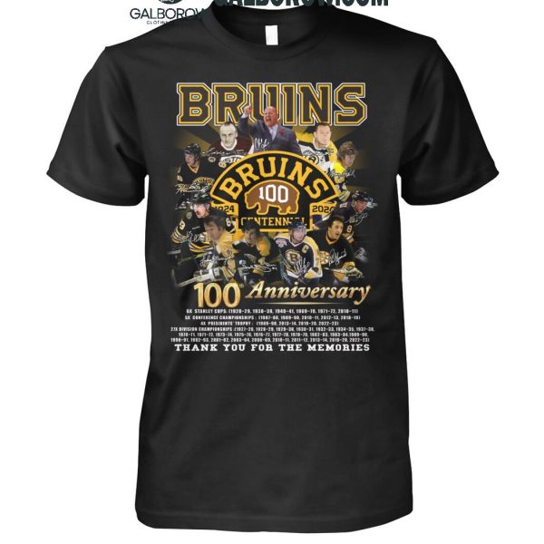 Boston Bruins 100th Anniversary Thank You For All The Memories 2024 T-Shirt