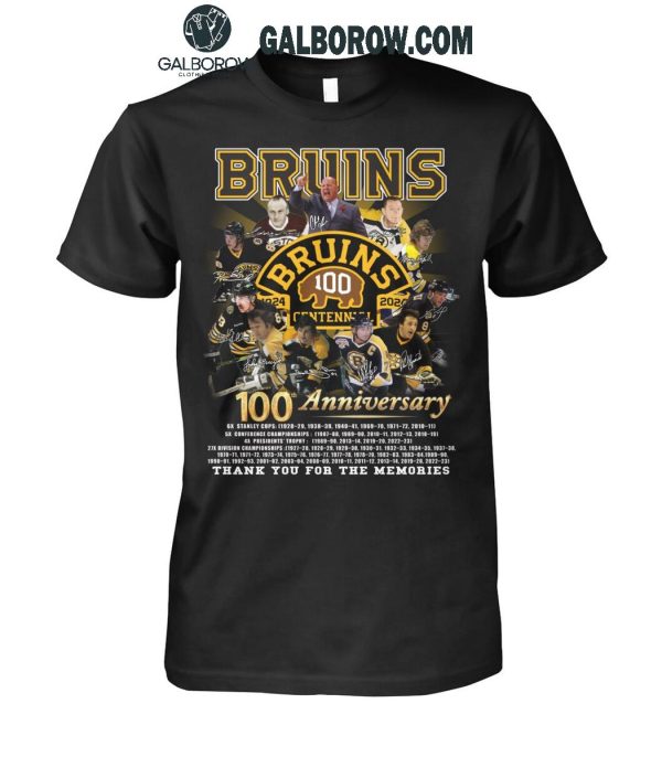 Boston Bruins 100th Anniversary Thank You For All The Memories 2024 T-Shirt