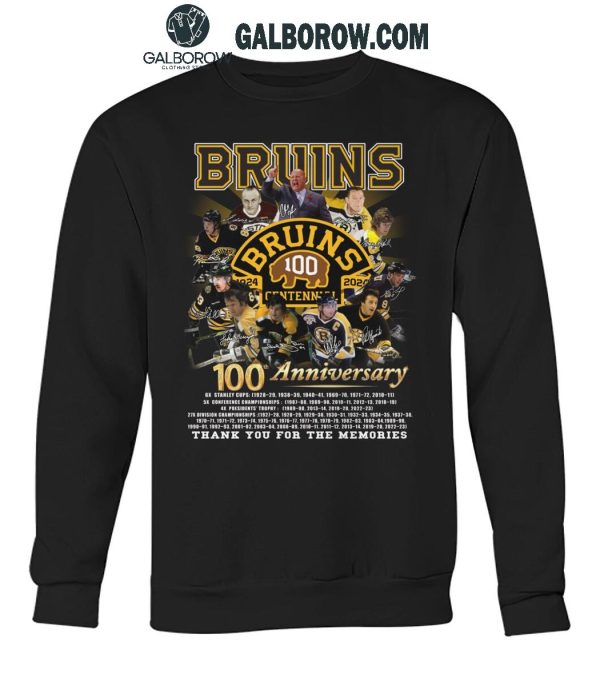 Boston Bruins 100th Anniversary Thank You For All The Memories 2024 T-Shirt