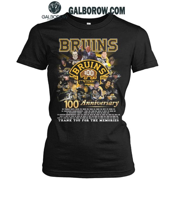 Boston Bruins 100th Anniversary Thank You For All The Memories 2024 T-Shirt