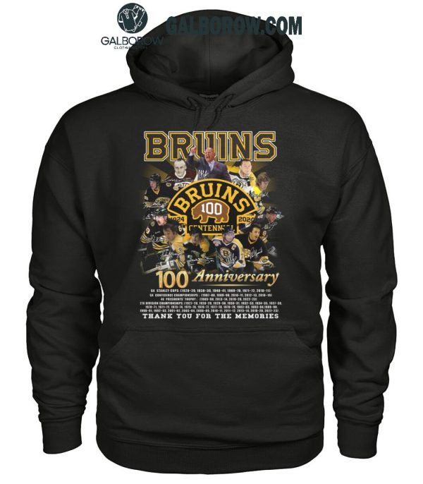 Boston Bruins 100th Anniversary Thank You For All The Memories 2024 T-Shirt