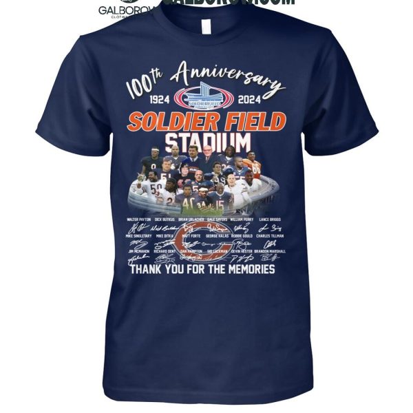 Chicago Bears 100th Anniversary Of Soldier Field Stadium 1924-2024 T-Shirt