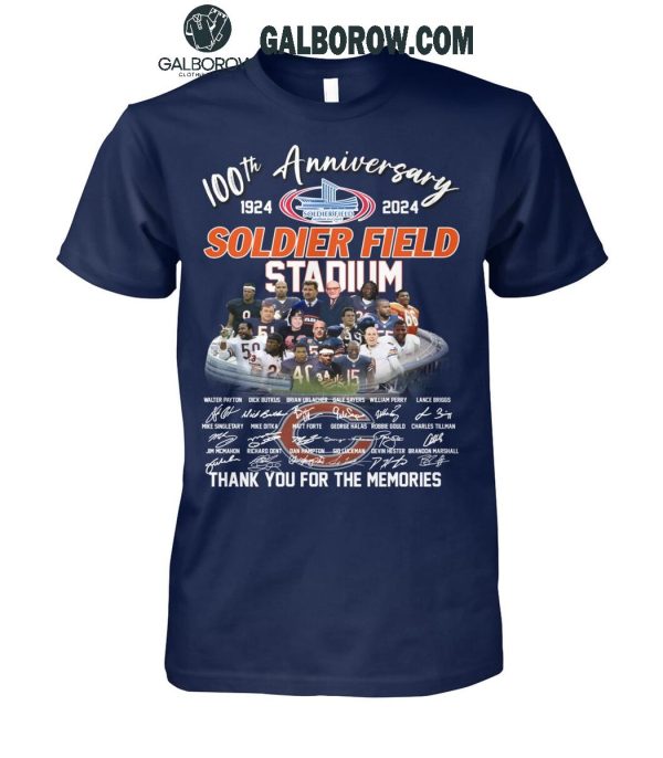 Chicago Bears 100th Anniversary Of Soldier Field Stadium 1924-2024 T-Shirt