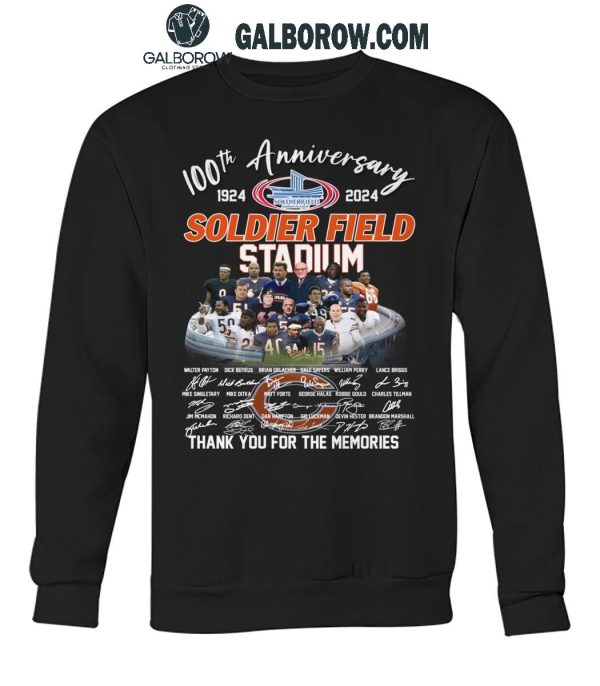 Chicago Bears 100th Anniversary Of Soldier Field Stadium 1924-2024 T-Shirt