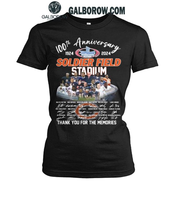 Chicago Bears 100th Anniversary Of Soldier Field Stadium 1924-2024 T-Shirt