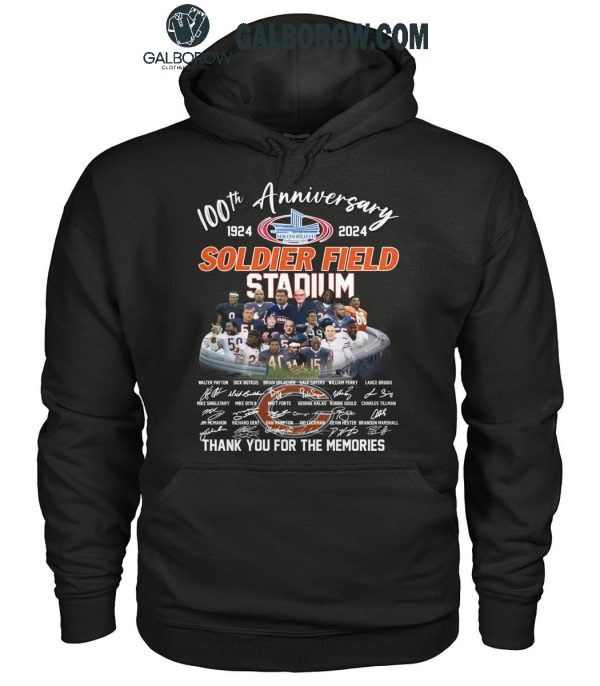 Chicago Bears 100th Anniversary Of Soldier Field Stadium 1924-2024 T-Shirt