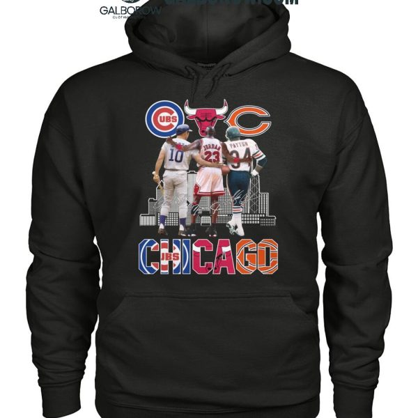 Chicago Cubs Ron Santo Chicago Bulls Michael Jordan Chicago Bears Walter Payton T Shirt 2 APPtN.jpg