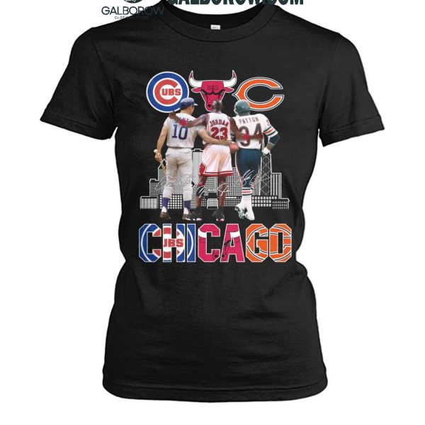 Chicago Cubs Ron Santo Chicago Bulls Michael Jordan Chicago Bears Walter Payton T Shirt 4 6Dum7.jpg