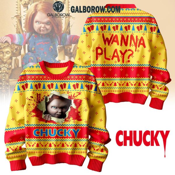 Chucky Halloween Wanna Play For Child’s Play 2024 Ugly Sweater