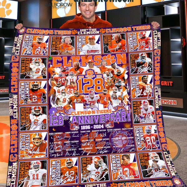 Clemson Tigers 128th Anniversary 1896-2024 Fleece Blanket Quilt