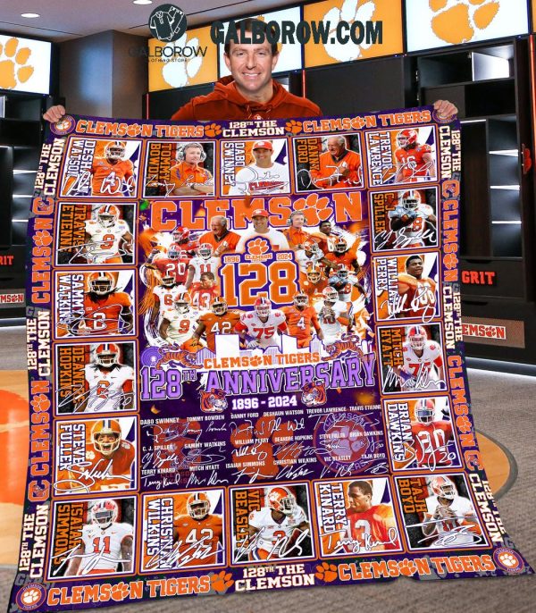 Clemson Tigers 128th Anniversary 1896-2024 Fleece Blanket Quilt