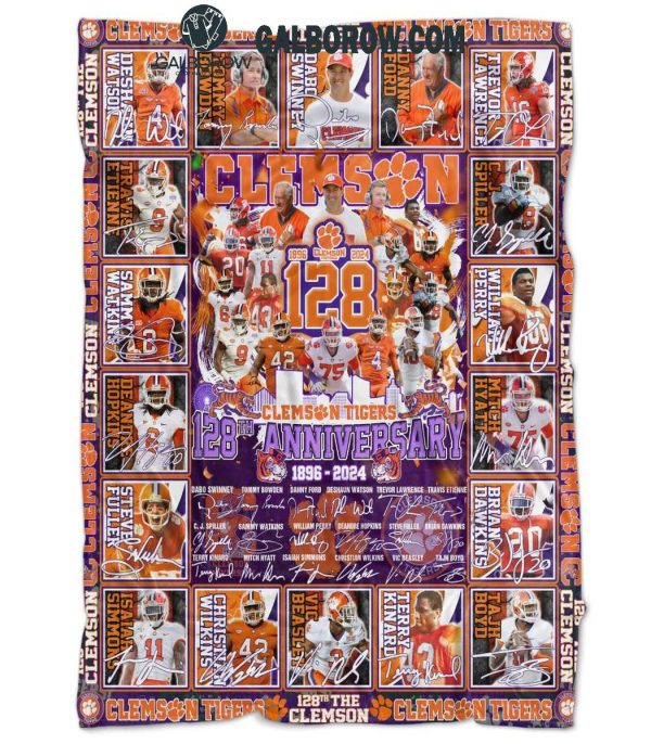 Clemson Tigers 128th Anniversary 1896-2024 Fleece Blanket Quilt