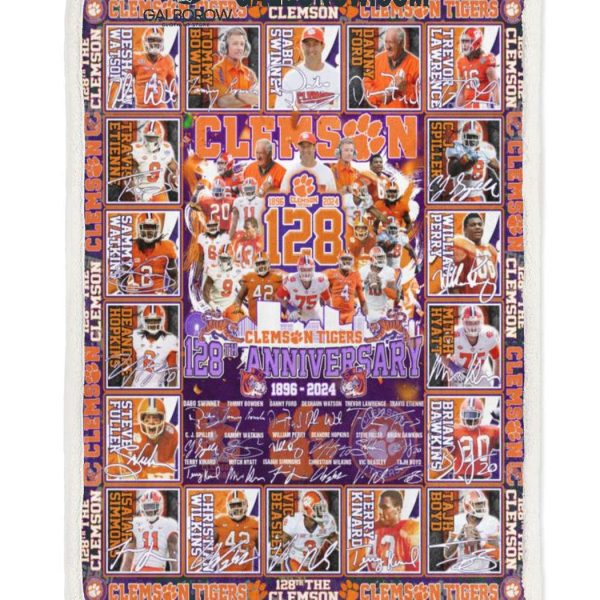 Clemson Tigers 128th Anniversary 1896 2024 Fleece Blanket Quilt