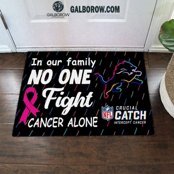 Detroit Lions In Our Family No One Fight Breast Cancer Alone Doormat