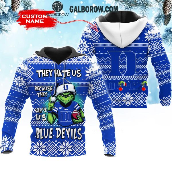 Duke Blue Devils They Hate Us Christmas Grinch Personalized Hoodie T-Shirt