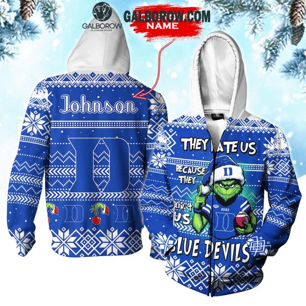 Duke Blue Devils They Hate Us Christmas Grinch Personalized Hoodie T-Shirt