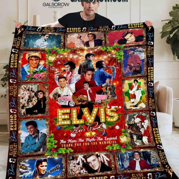 Elvis Presley Noel The Man The Myth The Legend Christmas Fleece Blanket Quilt