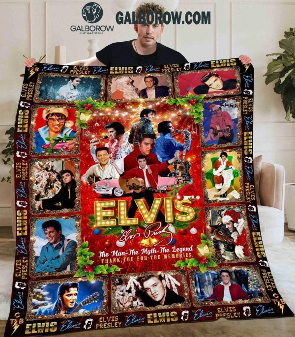 Elvis Presley Noel The Man The Myth The Legend Christmas Fleece Blanket Quilt