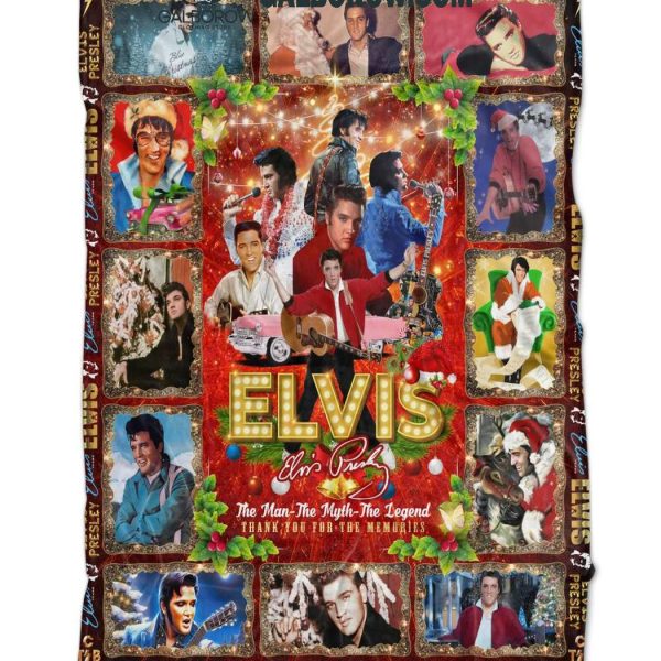 Elvis Presley Noel The Man The Myth The Legend Christmas Fleece Blanket Quilt