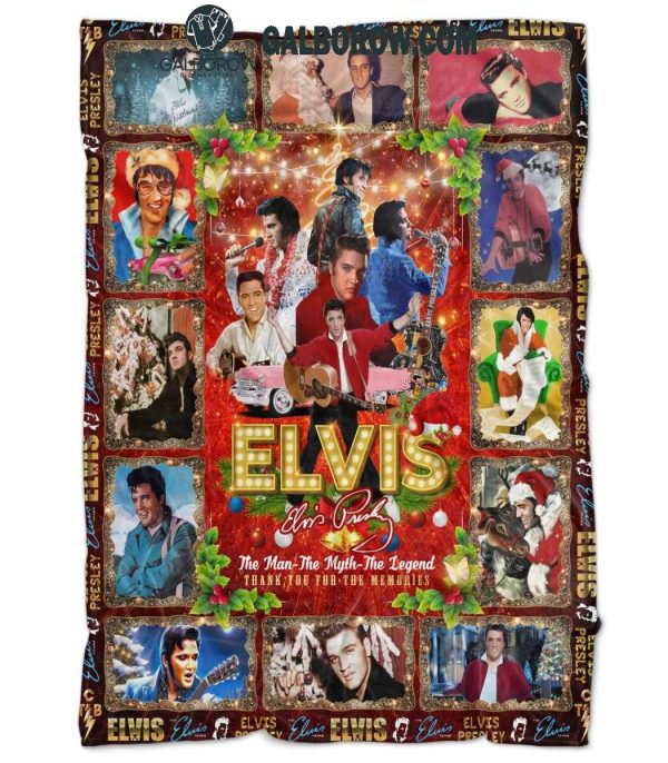 Elvis Presley Noel The Man The Myth The Legend Christmas Fleece Blanket Quilt