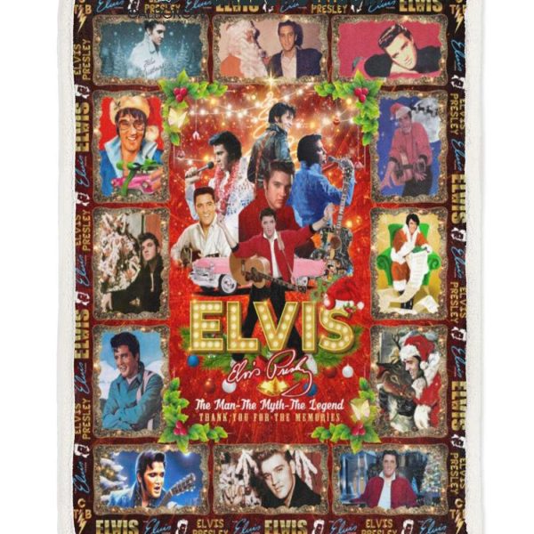 Elvis Presley Noel The Man The Myth The Legend Christmas Fleece Blanket Quilt