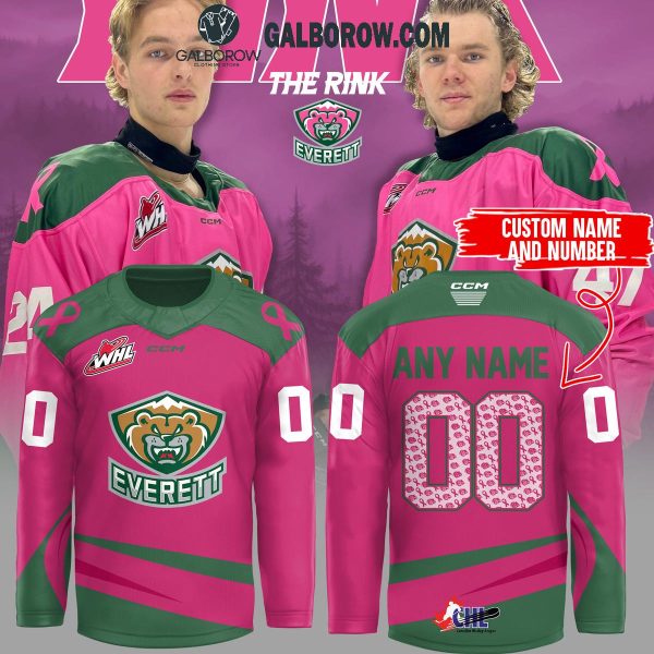 Everett Silvertips Pink The Rink Breast Cancer Awareness Personalized Hockey Jersey