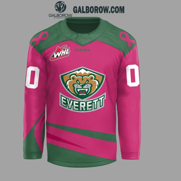 Everett Silvertips Pink The Rink Breast Cancer Awareness Personalized Hockey Jersey