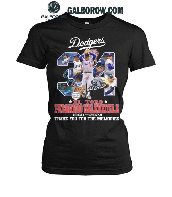 Fernando Valenzuela Los Angeles Dodgers 1960-2024 Thank You T-Shirt