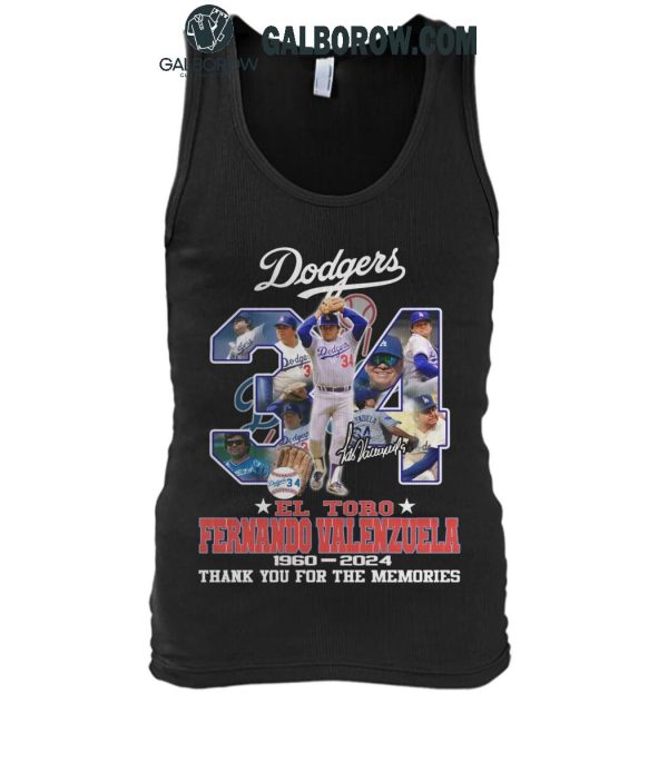 Fernando Valenzuela Los Angeles Dodgers 1960-2024 Thank You T-Shirt