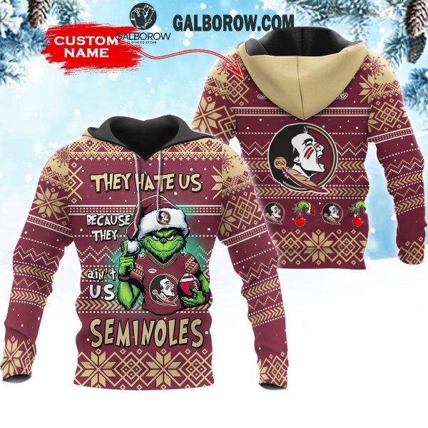 Florida State Seminoles They Hate Us Christmas Grinch Personalized Hoodie T-Shirt