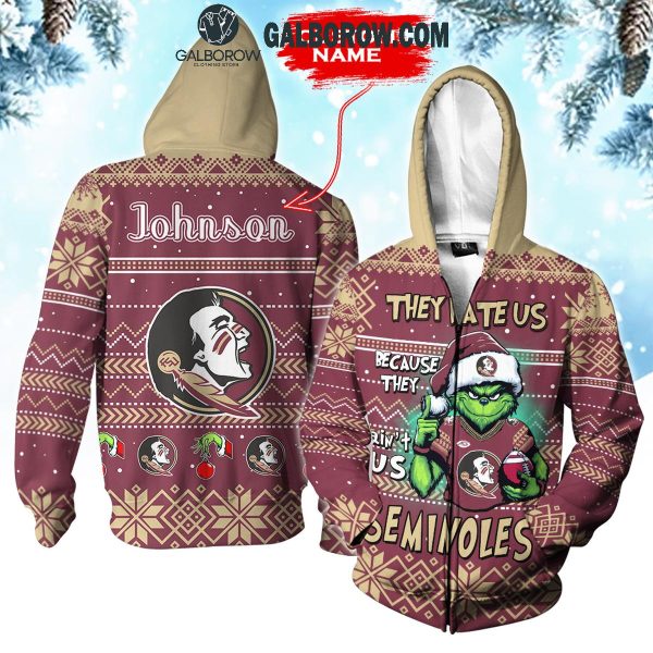 Florida State Seminoles They Hate Us Christmas Grinch Personalized Hoodie T-Shirt