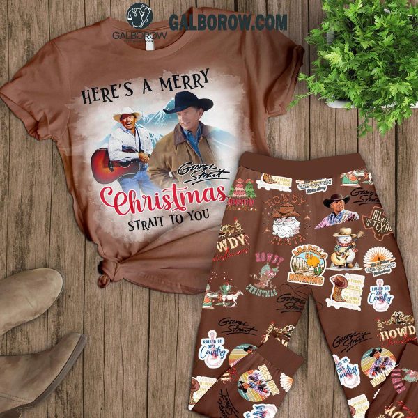 George Strait A Merry Christmas Strait To You Fleece Pajamas Set