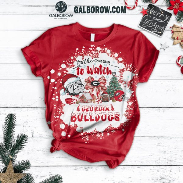 Georgia Bulldogs 2024 Christmas ‘Tis The Season To Watch Bulldogs Fleece Pajamas Set