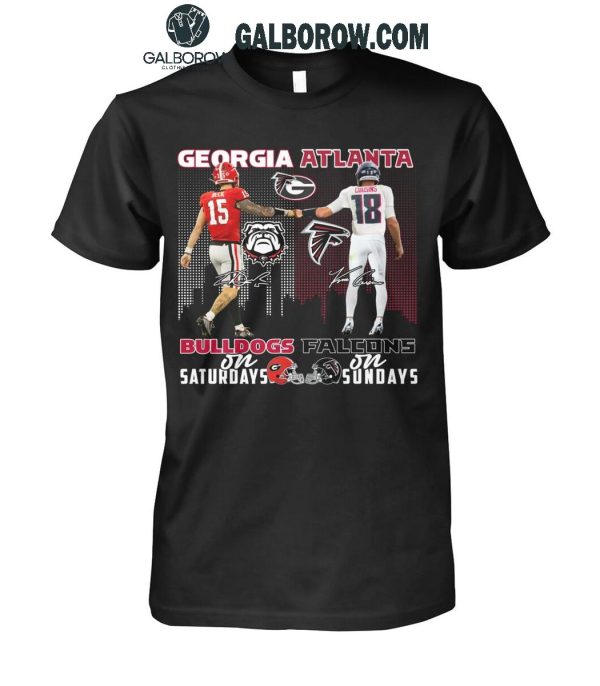 Georgia Bulldogs On Saturdays Atlanta Falcons On Sundays 2024 T-Shirt