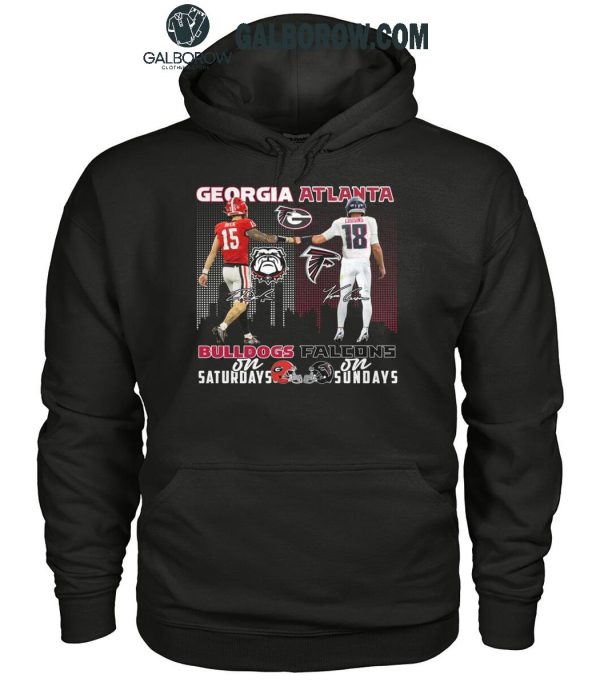 Georgia Bulldogs On Saturdays Atlanta Falcons On Sundays 2024 T-Shirt