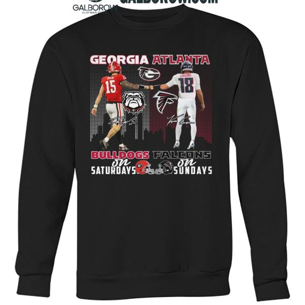 Georgia Bulldogs On Saturdays Atlanta Falcons On Sundays 2024 T Shirt