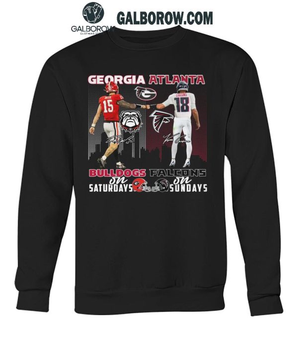 Georgia Bulldogs On Saturdays Atlanta Falcons On Sundays 2024 T-Shirt