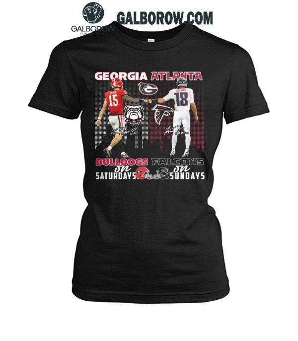 Georgia Bulldogs On Saturdays Atlanta Falcons On Sundays 2024 T-Shirt