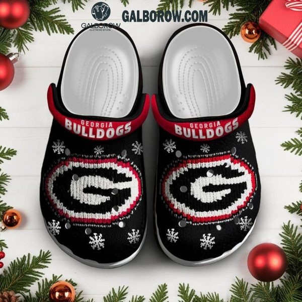 Georgia Bulldogs Snow Christmas Time Celebrating Crocs Clogs