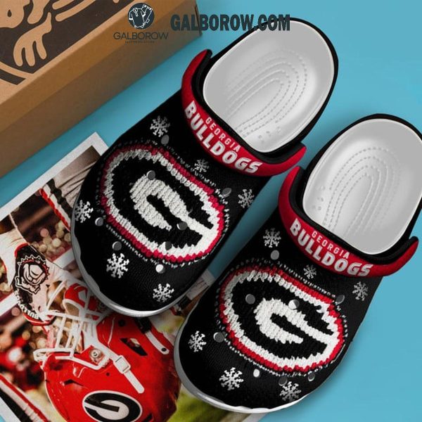 Georgia Bulldogs Snow Christmas Time Celebrating Crocs Clogs