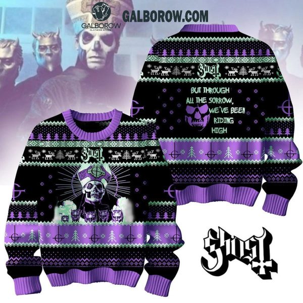 Ghost But Through All The Sorrow We’ve Been Riding High Christmas Ugly Sweater