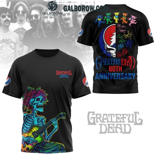 Grateful Dead 60th Anniversary Hoodie T-Shirt Black Version