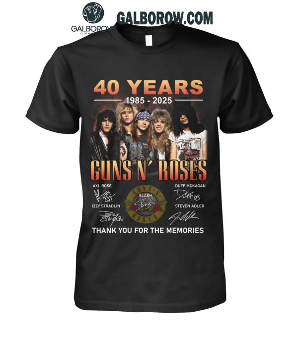 Gun N’ Roses 40 Years 1985-2025 Thank You For The Memories T-Shirt