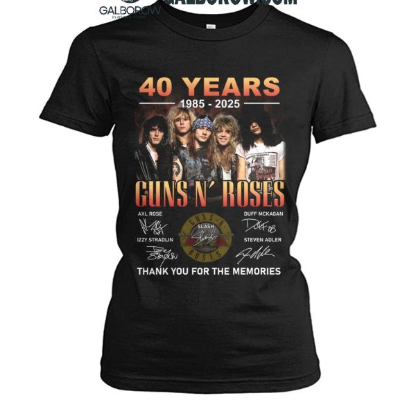 Gun N' Roses 40 Years 1985 2025 Thank You For The Memories T Shirt