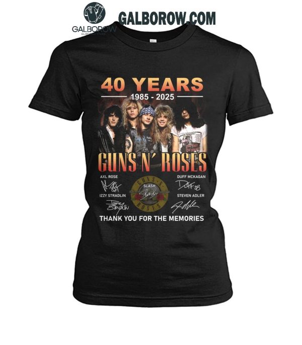 Gun N’ Roses 40 Years 1985-2025 Thank You For The Memories T-Shirt